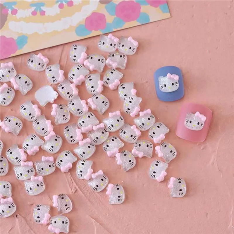 20Pcs Sanrio 3D Hello Kitty Nail Patches DIY Cute Cartoon KT Cat Gems Manicure Rhinestone Nail Art Akcesoria do dekoracji paznokci