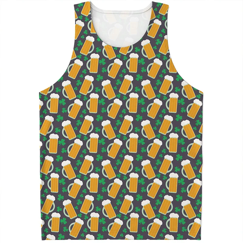 Colorful Beer Hop Graphic Tank Top For Men 3D Printed Beers Vest Streetwear Loose Waistcoat Cool Women Sleeveless Tee Shirts