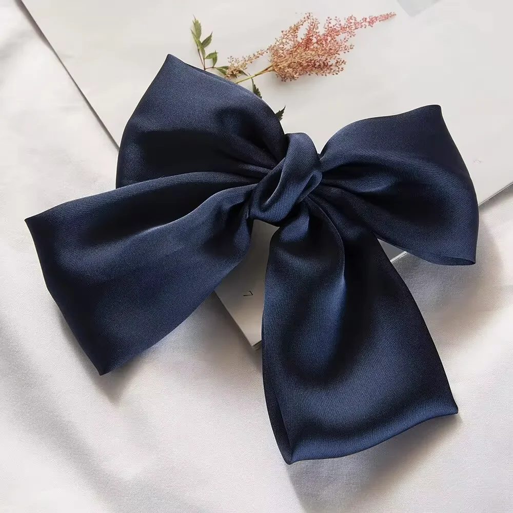 Fashion Ribbon Hairgrips Big Large Bow Hairpin For Women Girls Satin Trendy Ladies Hair Clip New Cute Barrette Hair Accessories