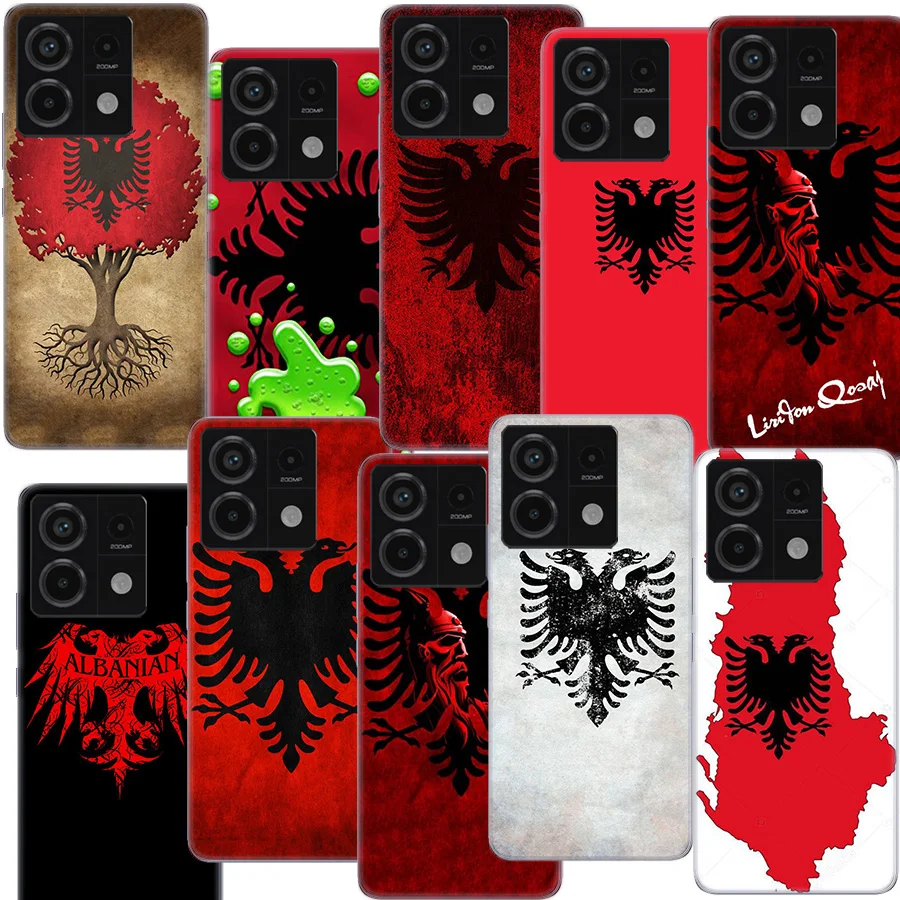 Albania Flag Eagle Clear Phone Case For Redmi Note 11 11S 11T 11E 10 Pro 10S 5G 9 9S 9T 8 8T 7 7A 6 6A S2 Coque Capa Hard PC Cel