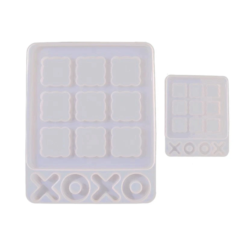 

2 Pcs DIY XO Chess Game Classic Silikon Form Molde Resina Epoxi Tic Tac Toe Board Mould Resin Mold Silicone For Kids