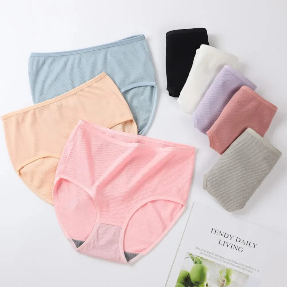 

8Pcs High Waist Women Panties Set Underwear Random Color Large Briefs 8PCS Elastic Big Size Underpants Middle Aged