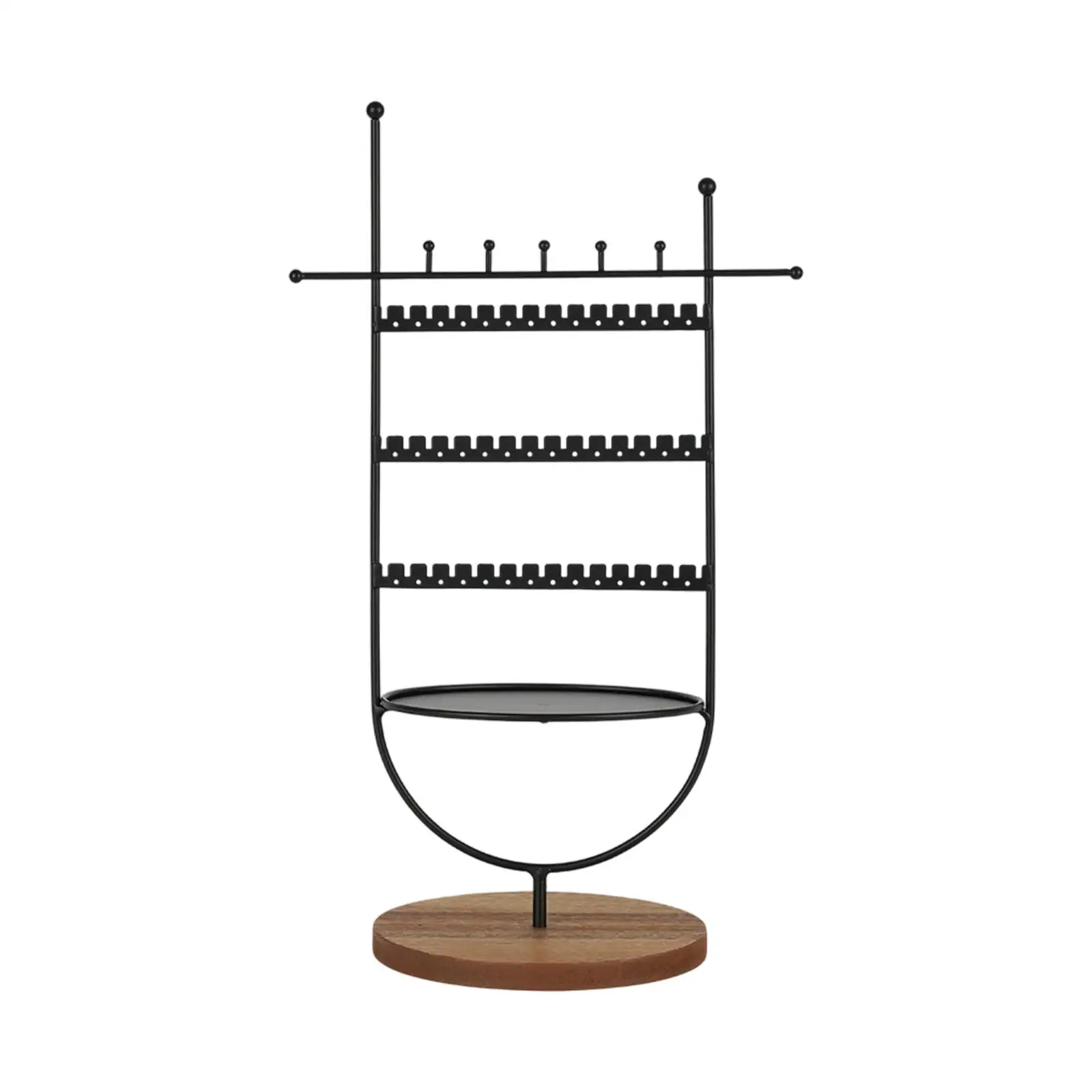 

Jewelry Organizer Stud Hole Rings Tray, Jewelry Display Stand, Ear Stud Holder with Hook for Dresser, Tabletop, Shops Showcase