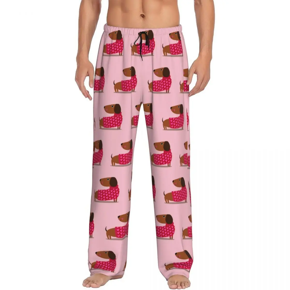 

Custom Printed Men's Dachshund Dog Pajama Pants Sausage Dogs Sleepwear Sleep Lounge Bottoms with Pockets
