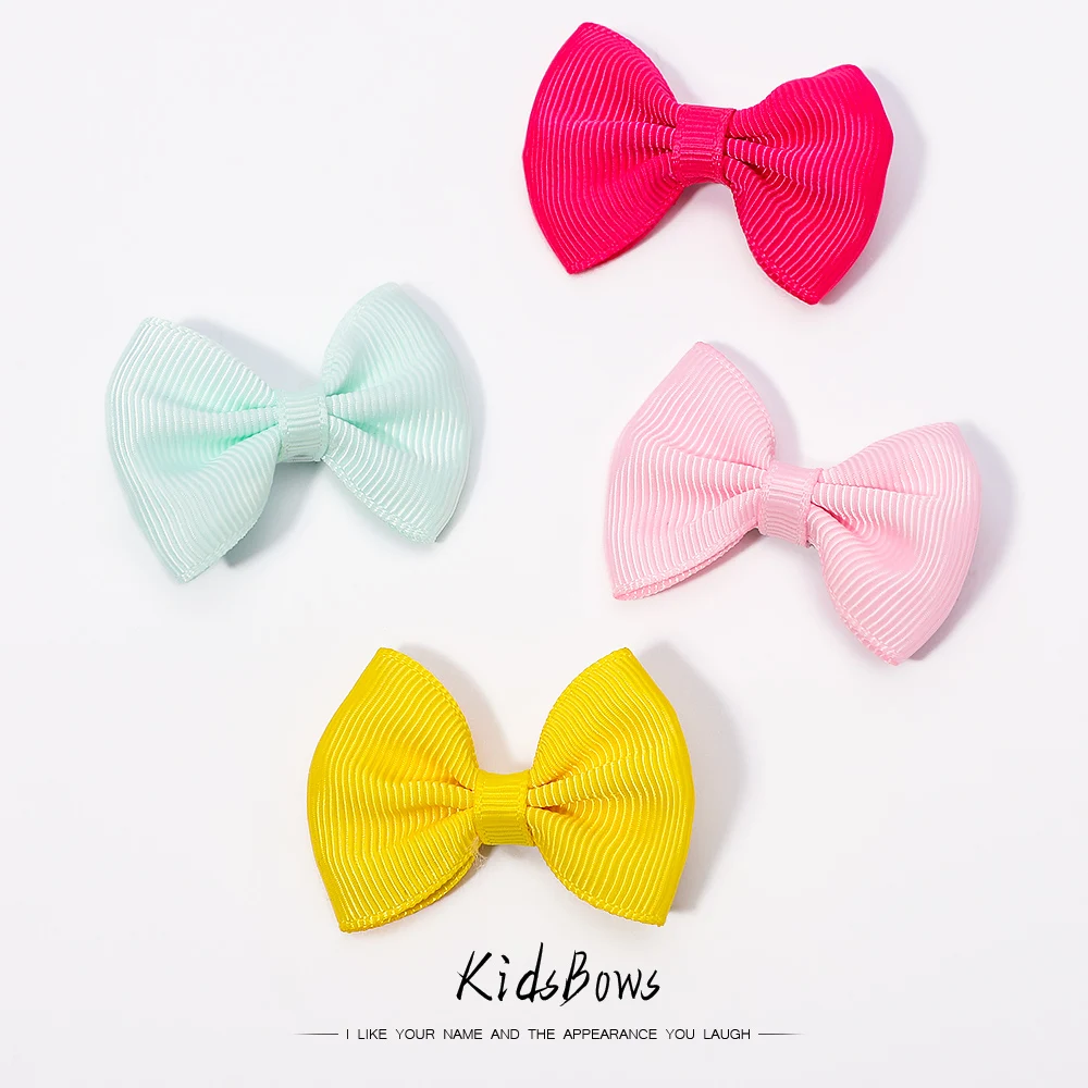 10Pcs/Lot Solid Color Baby Girl's Cute Barrettes Bow Ribbon Hair Clip Handmade Clip Headwear Hairpins Baby Kids Hair Accessories