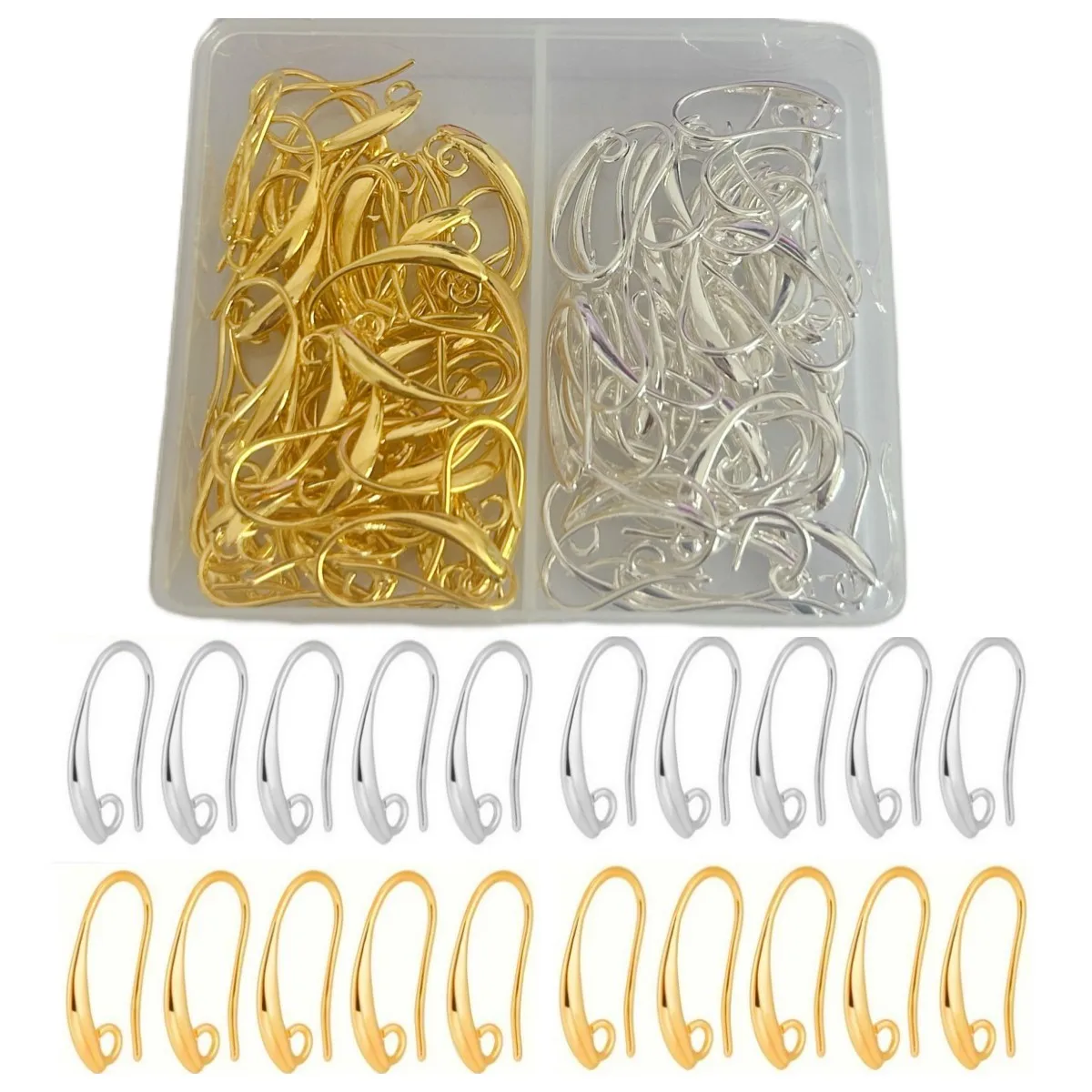 

1 коробка гладких изогнутых сережек в форме крючка для ювелирных аксессуаров своими руками, подходит для мужских и женских серег