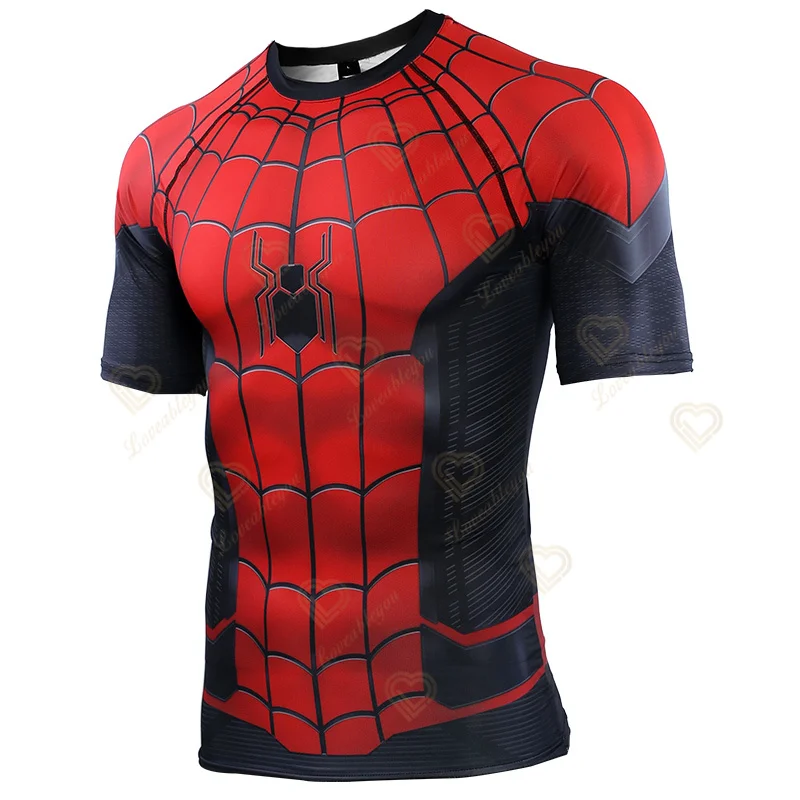 100cm - 160cm Spider Hero Raglan Sleeve Spidey Shirts Men 3D Printed T Shirts Short Sleeve Cosplay Costume Tops Male