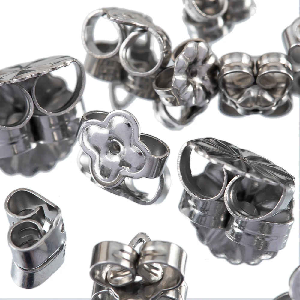 50-100 stücke Edelstahl Blume Ohrringe Zurück Schmetterling Runde Ohr Mutter Stopper DIY Schmuck Machen Liefert Ohrring Zubehör – Detail 4