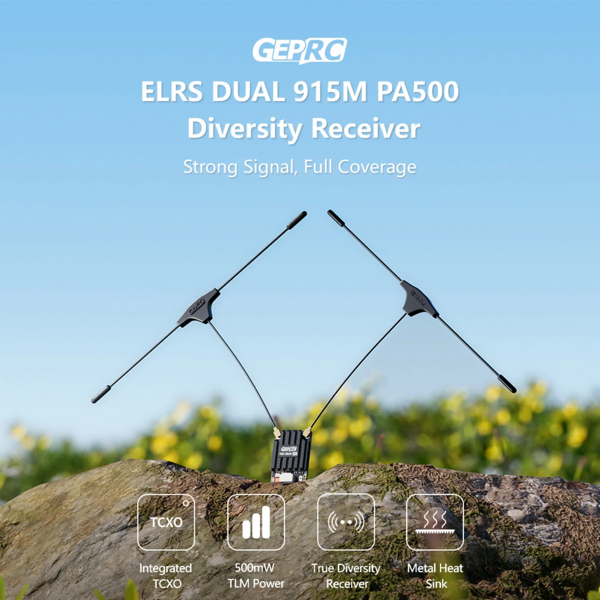 

GEPRC ELRS DUAL 915M PA500 Diversity Receiver High-power PA Chip Refresh Rate 25Hz-200Hz FPV Quadcopter Freestyle Drone Parts