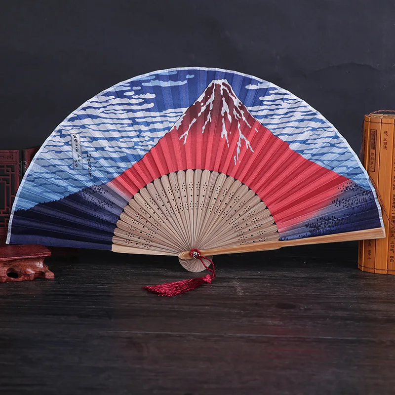 Vintage Style Silk Folding Fan Chinese Japanese Pattern Art Craft Gift Home Decoration Ornaments Dance Hand Fan