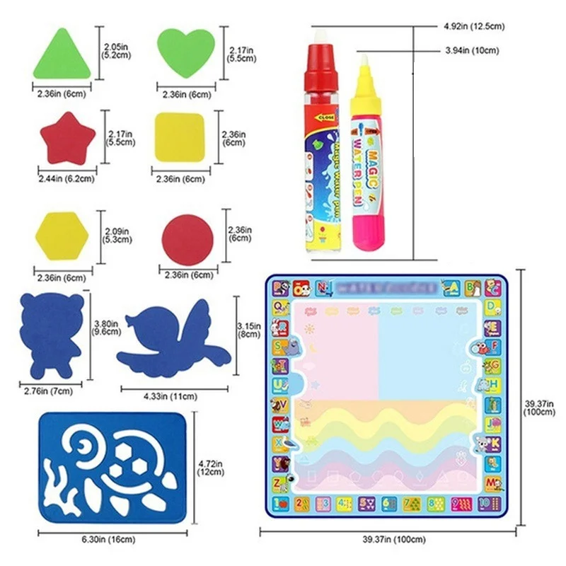 Coolplay Magic Water Drawing Mat Coloring Doodle Mat with Magic Pens Montessori Toys Painting Board Educational Toys for Kids