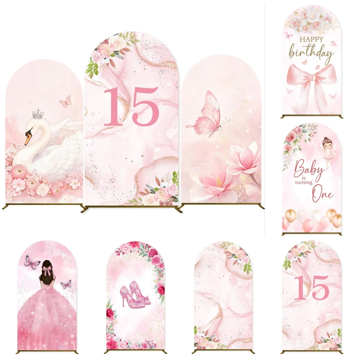 Toile de fond pour anniversaire de 15 ans des filles, motif cygne, papillon, floral, pour photographie, accessoires de studio photo, baby shower
