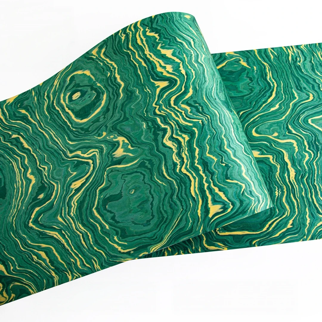 58x250cm Malachite Green Wood Veneer for Furniture Wall Cabinets Renovation Interior Decoration Panel Design
