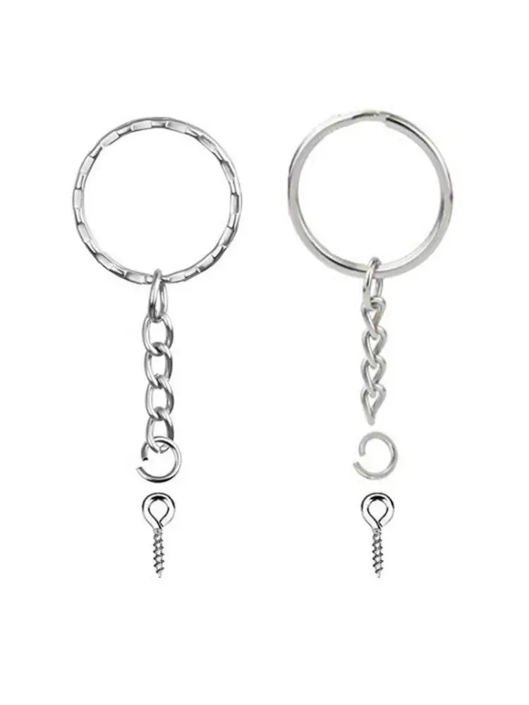 

50 Pcs Silver Screw Eye Pin Split for Key Chains with Open Jump Rings Jewelry
