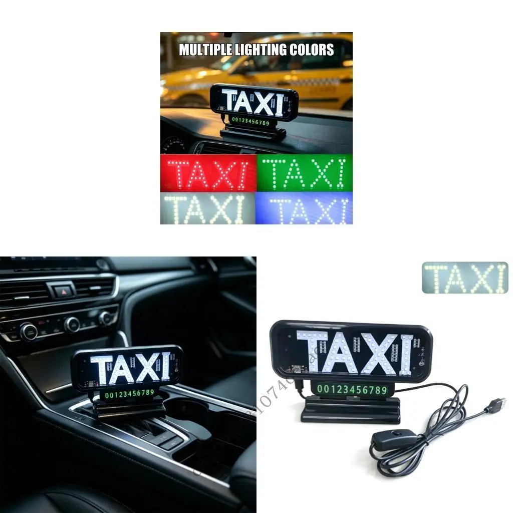 USB Powered Display Sign with Dashboard Stand Base for Daily Ride Share and Service Vehicle Display Use