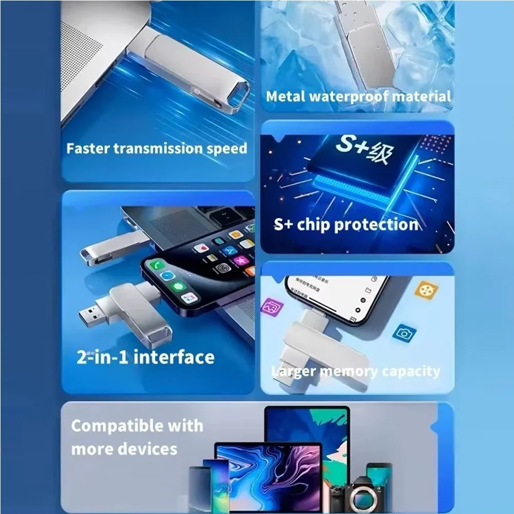 Xiaomi MIJIA USB 16 تيرا بايت 2 تيرا بايت OTG معدن USB 3.0 القلم محرك مفتاح 1 تيرا بايت نوع-C عالية السرعة بندريف محرك فلاش صغير مقاوم للماء الذاكرة Sti