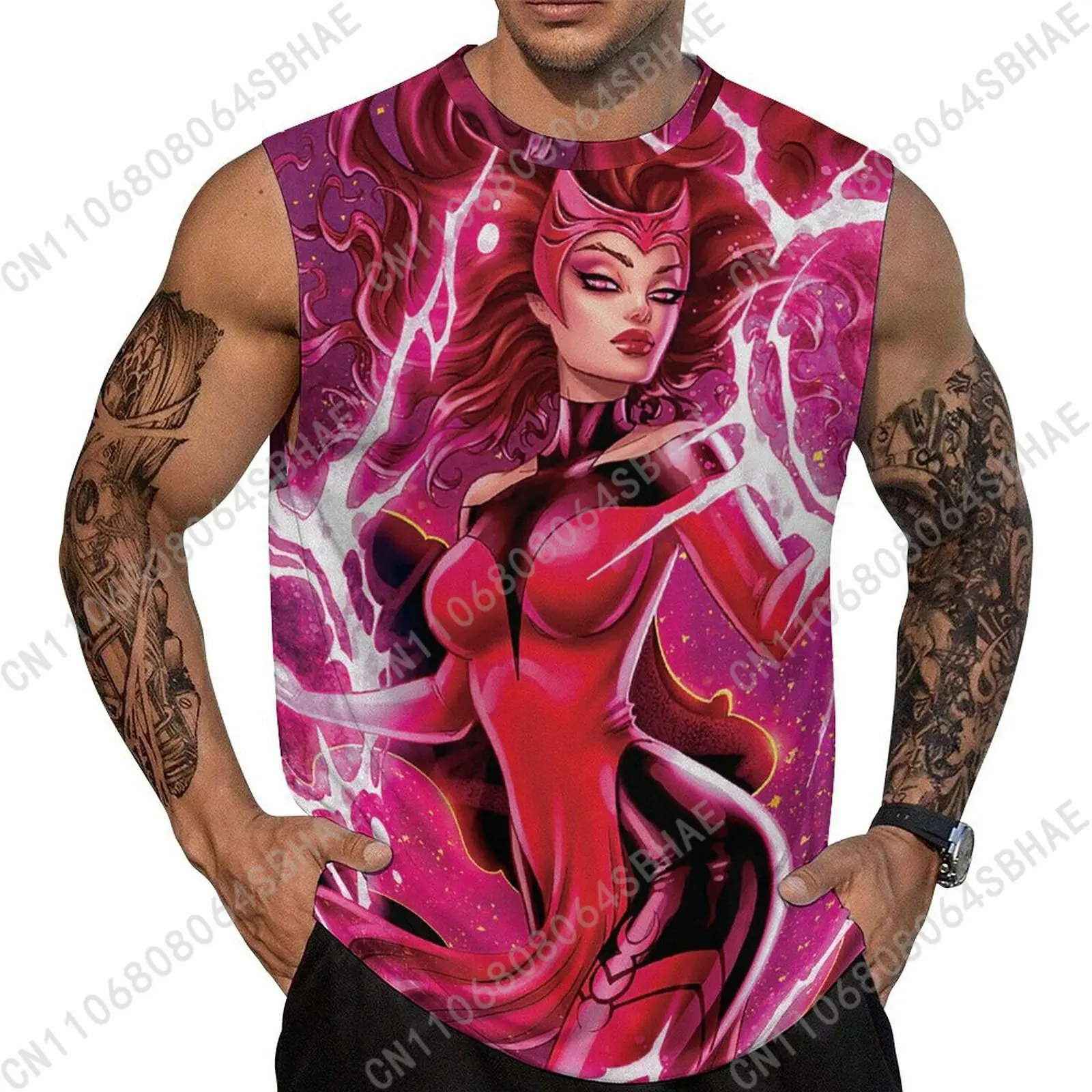

Marvel Scarlet Witch Custom Men's Sleeveless Shirt Personalized Tank Top Wear Summer Vest Tops Men Daily Use Cosplay