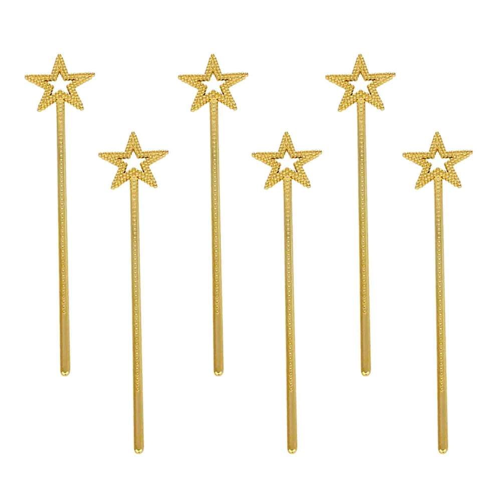 

6 Pcs Pentagram Fairy Child Girl Party Accessories Gold Wands for s