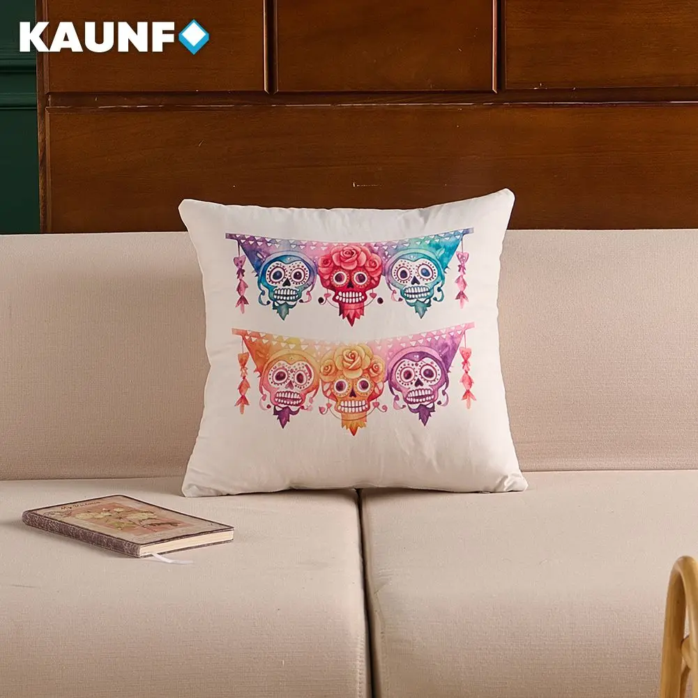Funda de cojín vibrante Dia De Los Muertos para sala De estar, funda de almohada inspirada en el altar, decoración brillante para festivales, 1 ud.