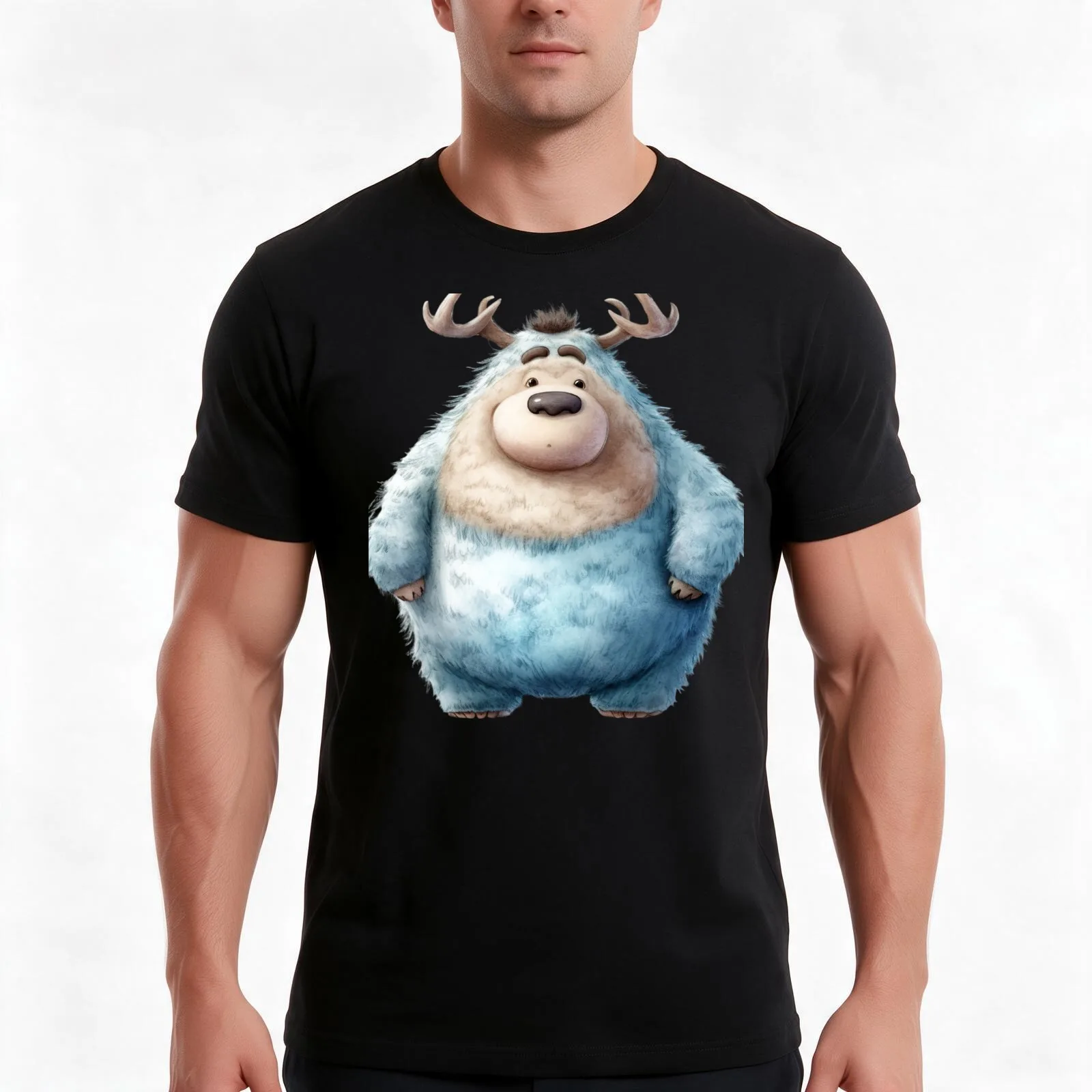 Chubby Reindeer During Christmas. Number 2 T-Shirt Summer Casual Cotton Tee Oversized Streetwear Tops Vintage Graphic Print