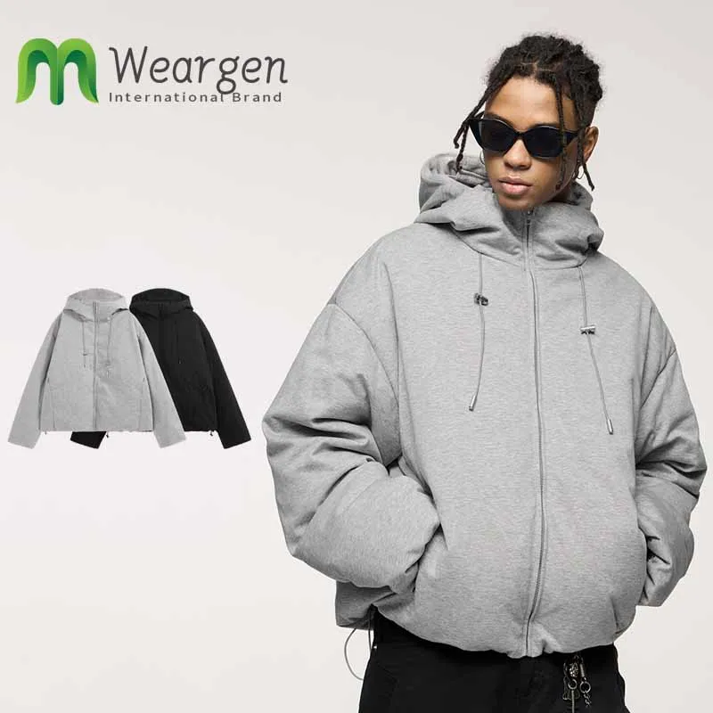 Men's Functional Knitted Fabric Silhouette Down Jacket Autumn Winter New Product 90% White Duck Down Solid Color Hooded 6403W24