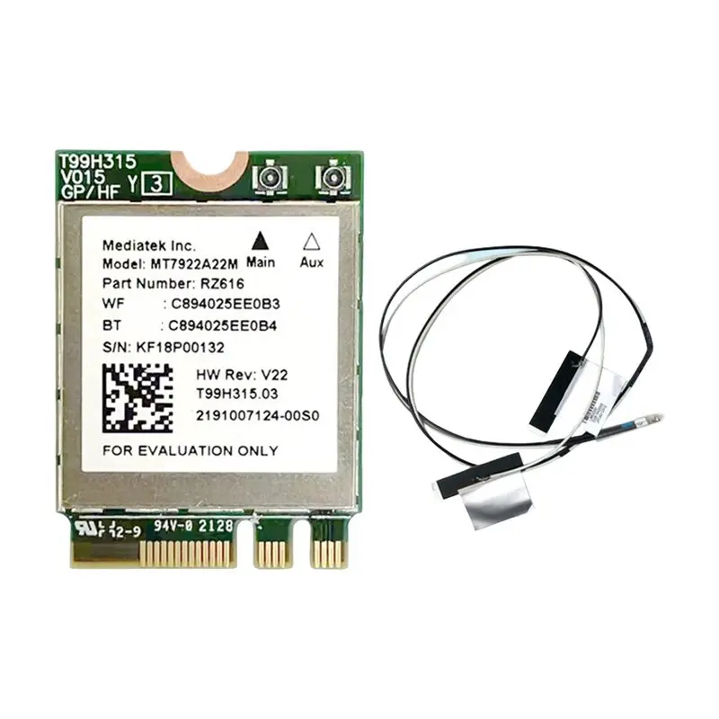AT82-MT7922 Wi-Fi 6E Беспроводная сетевая карта 2400 Мбит/с, Wi-Fi сетевая карта 2.4G 5G 6G 802.11AX M.2 NGFF Bluetooth 5.3 MU-Mimo адаптер