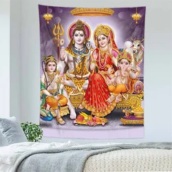 Bohemia 3D Indian God Tapestry thailandia Shiva Ganesha Parvati buddismo tappetino da meditazione tappeto Hippe Mandala arazzo appeso a parete