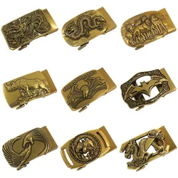 3.5cm New Retro Automatic Buckle Belt Zinc Alloy Buckle Head Yellow Bronze Fashion Belt Buckle Men's Belt Buckle