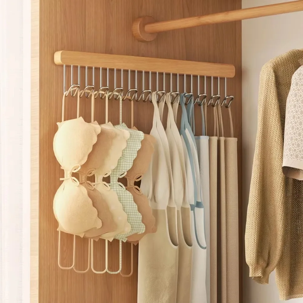 

New Multifunctional Clothes Storage Hanger Household Wooden Pull-out Type Hanger Space Saving Sturdy Belt Hanger Closet Supplies