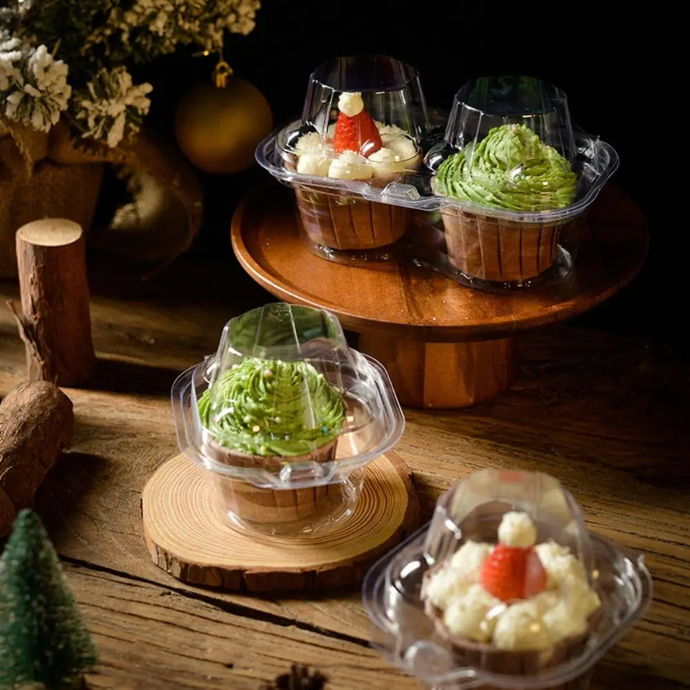 10Pcs New Transparent Cupcake Box Party Tray Single/Double Individual Cupcake Containers Pastry Food Container Wedding Supplies