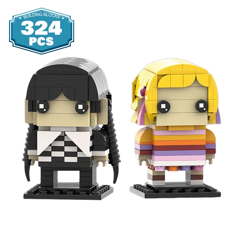 MOC Wednesday Series Movie Character Wolf Girl Brickheadz Action Figure Building Blocks Cute Girl Doll Bricks Children Toys