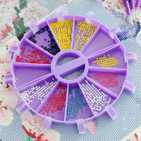 6 Grid Palette Diamond Painting Tray Kits Large Capacity Drill Plate Diamond Painting Pen Beading Plates Cross Stitch Tools