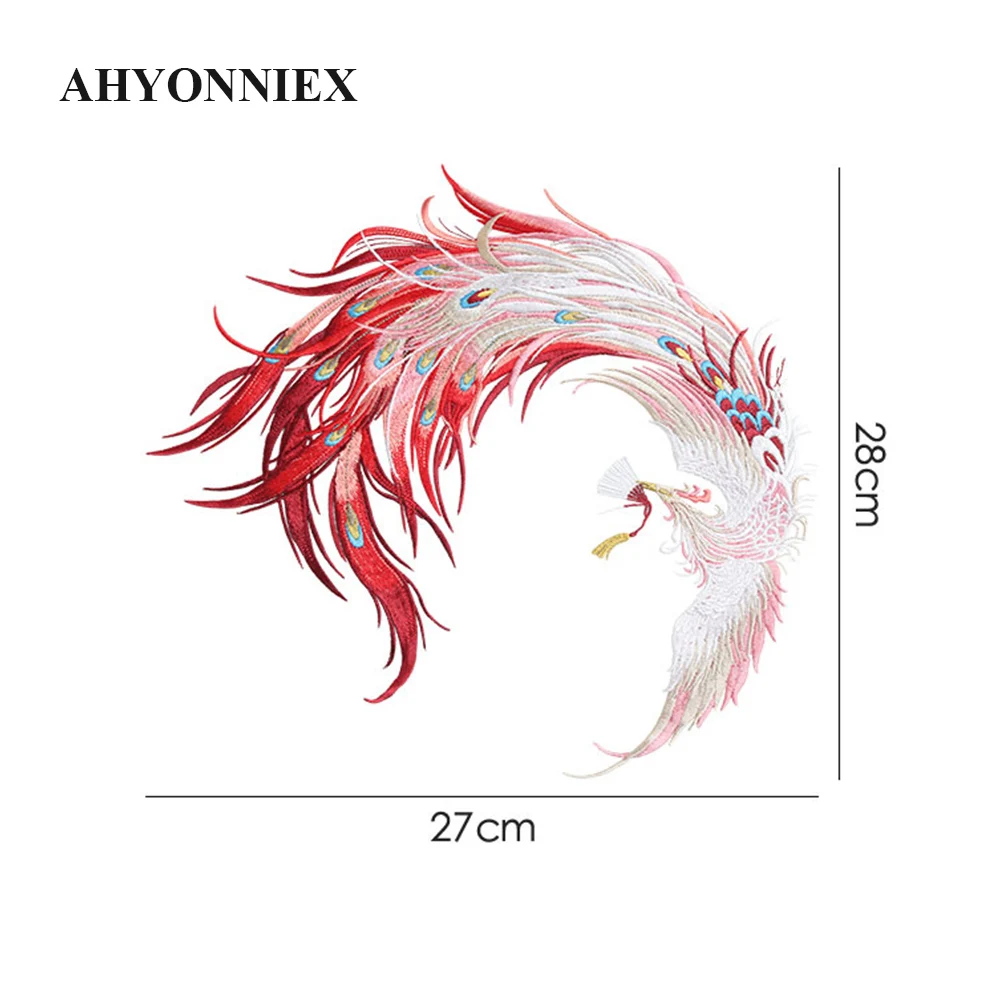 AHYONNIEX Pairs Phoenix Costume Patch  National Decoration Applique DIY Craft Hand Sewing Wedding Dress Cloth Stickers