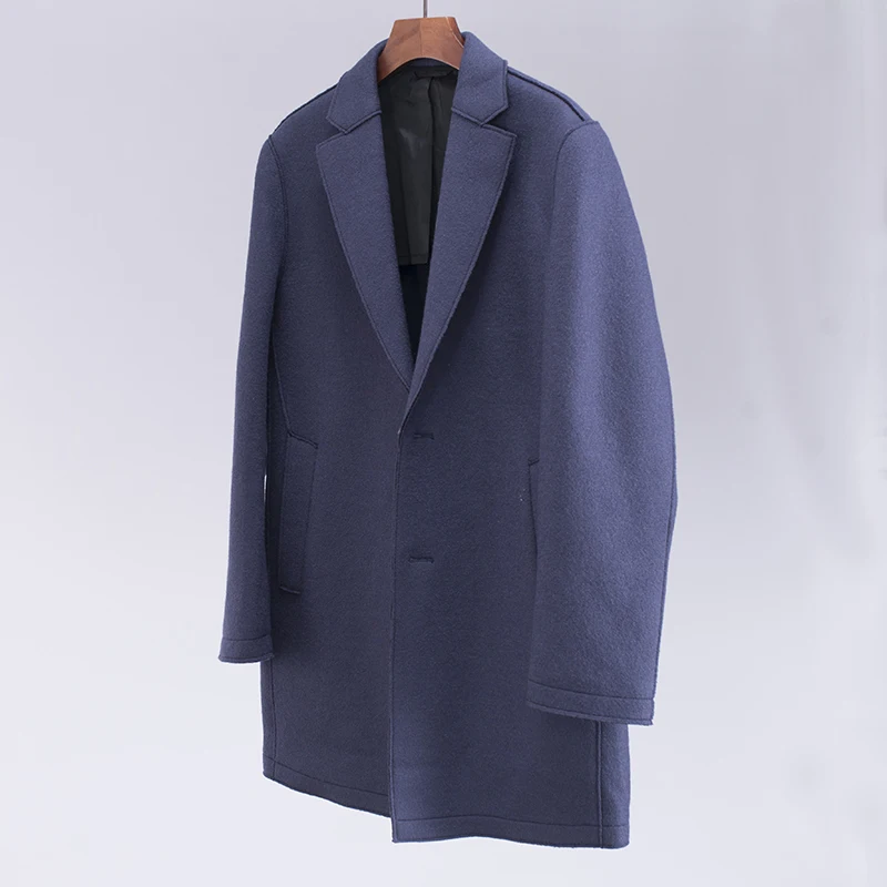 

Мужское зимнее шерстяное пальто с утолщенным воротником-стойкой, повседневное, на одной пуговице, осенне-зимняя верхняя одежда, модное городское стильное молодежное пальто