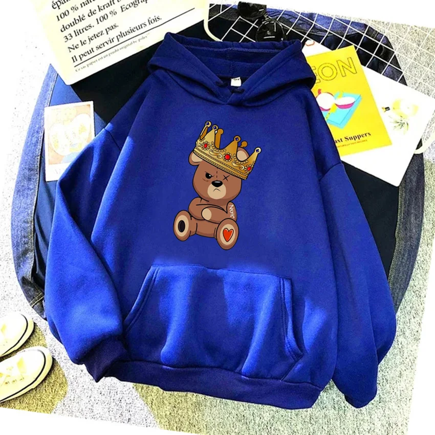 Fashion cartoon Women\'s Hoodie Teddy Bear Print Hoodies Women Streetwear Pullover Harajuku Unisex Sweatshirt Oversized Clothes