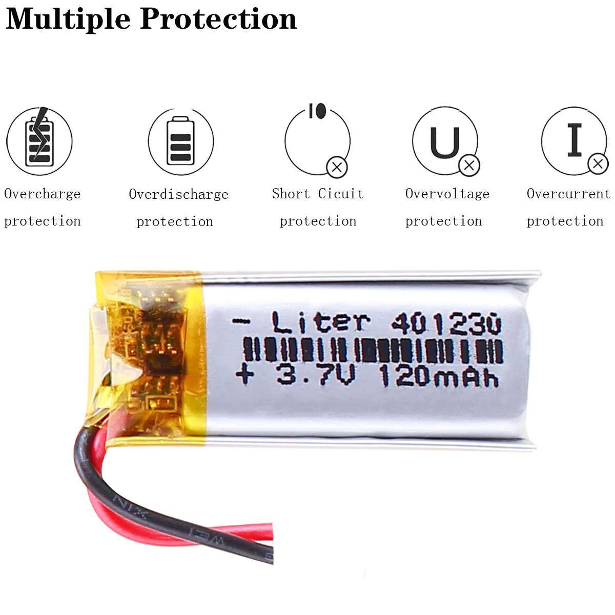 5pieces polymer Lithium Ion Battery 3.7 V,401230 401030 120mah  Ce Fcc Rohs Msds Quality Certification