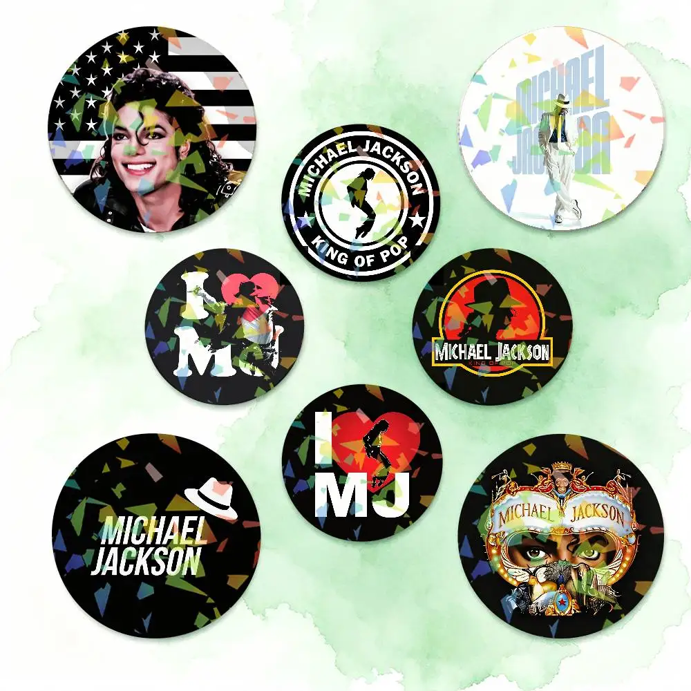 M-Michael J-Jackson Superstar Badges Round Laser Badge Brooch Backpack Accessories