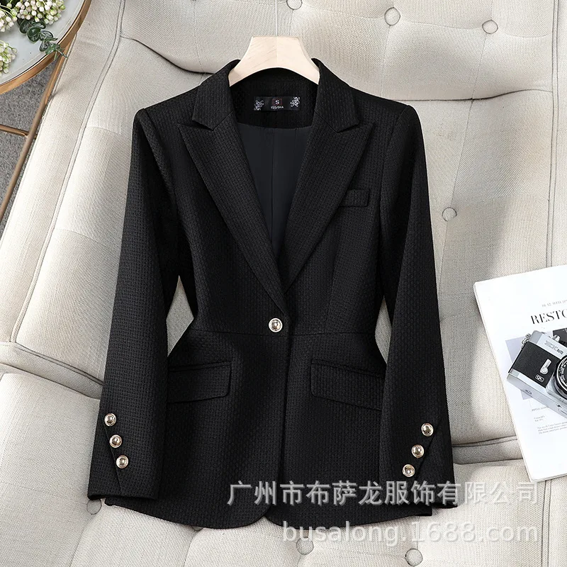 2025New بدلة على الموضة أنيقة المرأة عادية كم طويل سترة المهنية المرأة الرسمية سترة واحدة Workwear8886
