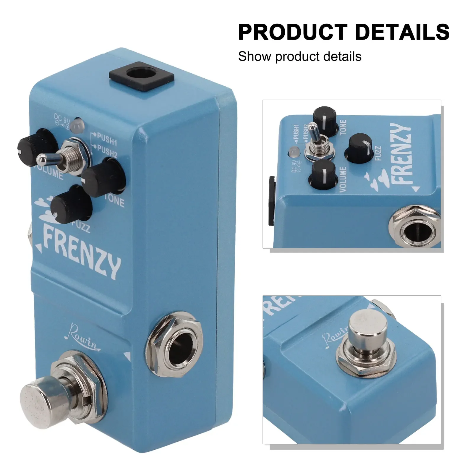 Green Fuzz Pedal Metal Shell Long-lasting Performance Precision Reliable Rowin Safety Vintage Classic Electric Guitar