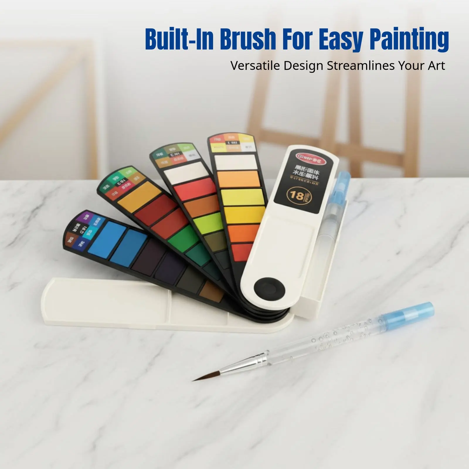 Firm Watercolor Paint Set, 24 Colors, Fan-Shaped, Portable Opaque Watercolors, Student Art Kit