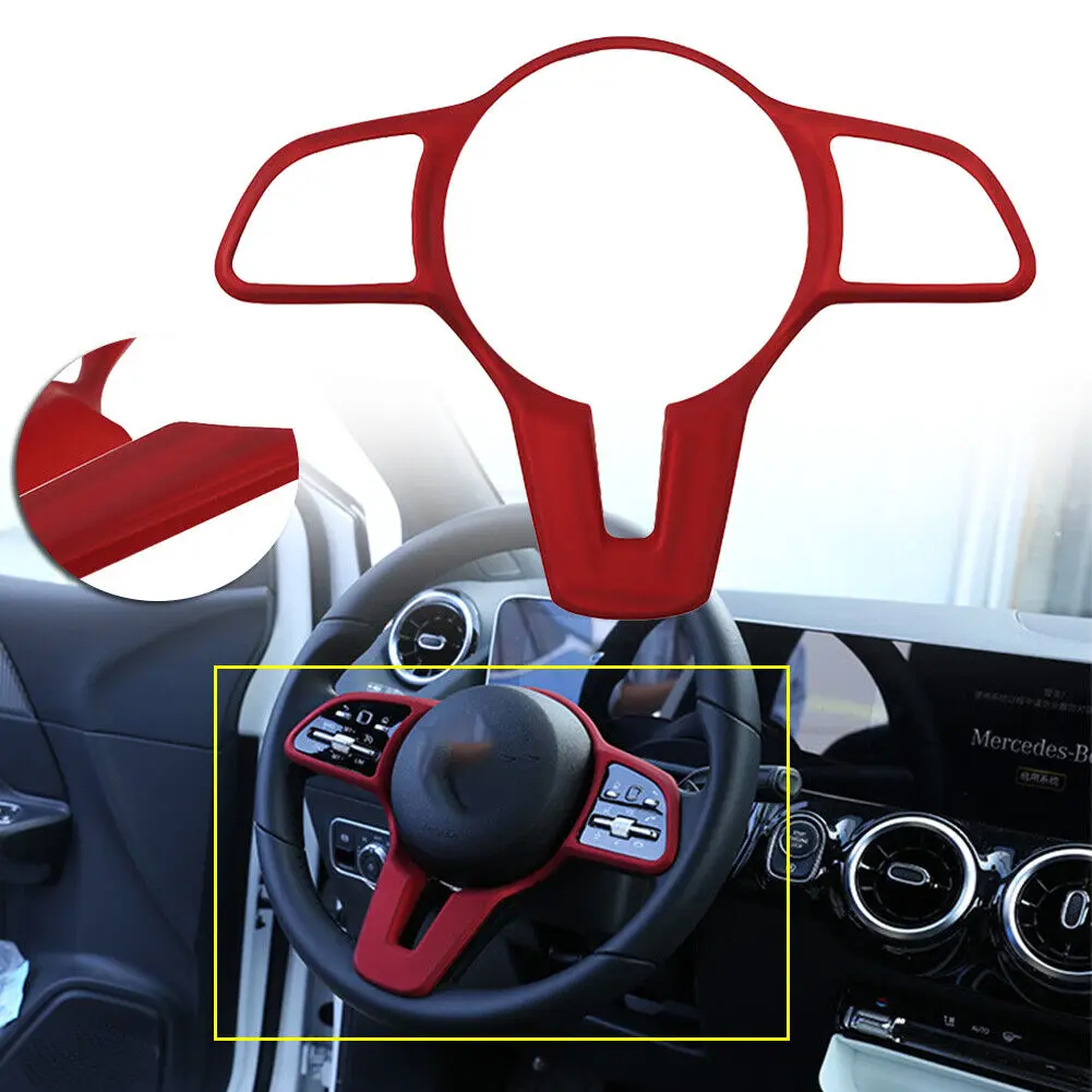 

Red Steering Wheel Frame Cover Trim Fit For Mercedes-Benz 2018-2021 ABS