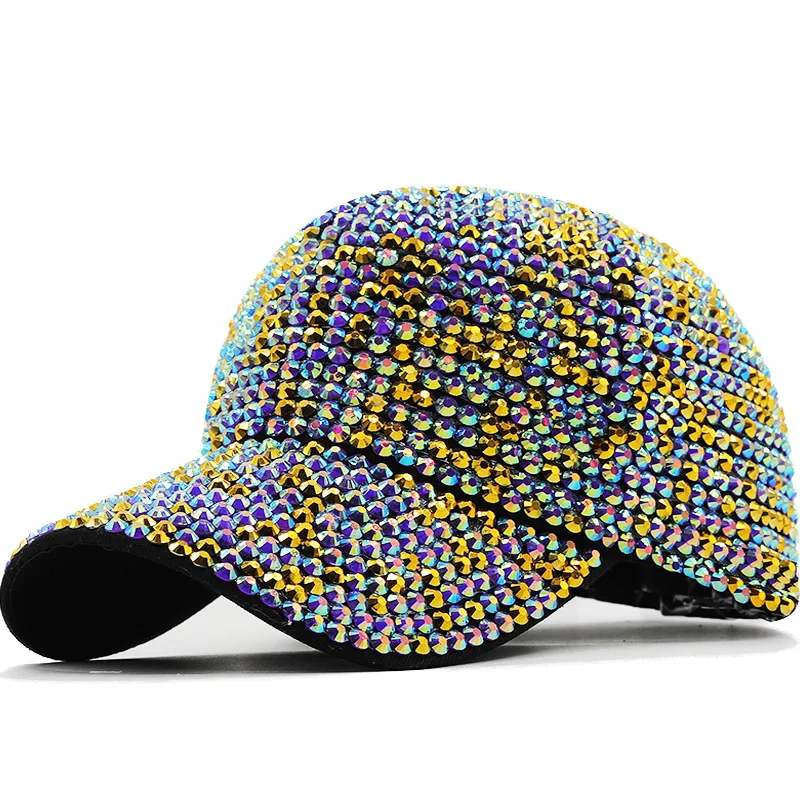 Spring Summer New Fashion Full Diamond Cloth Cap Baseball Shade Outdoor Sun Show  Ladies Hip Hop Men Women Cool