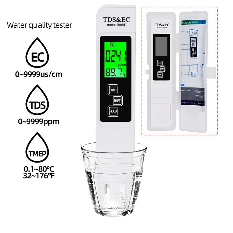 The latest 3-in-1 Digital Water Quality Tester TDS Multifunction Water Purity Test Instrument Temperature Monitoring Device