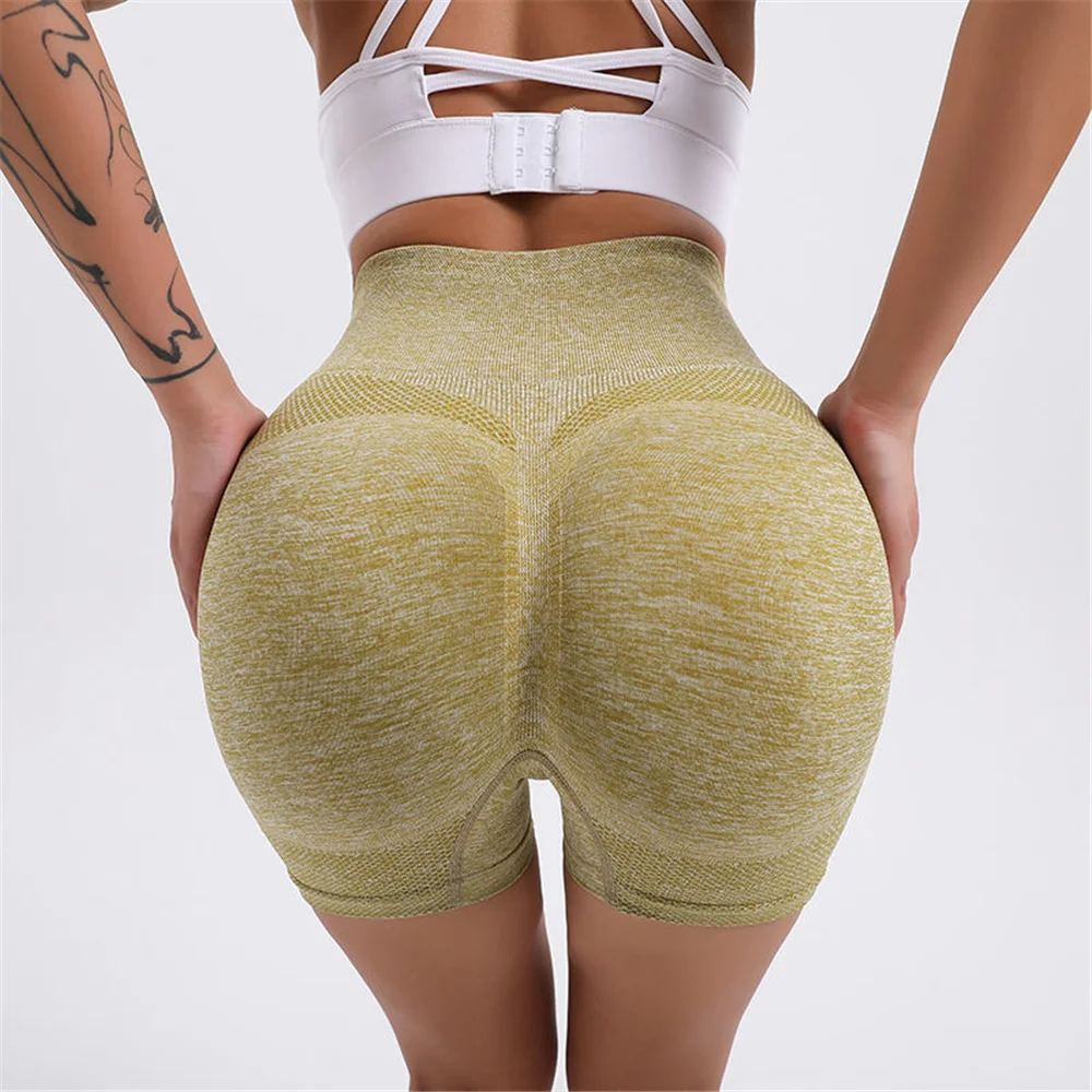 Pantalones cortos deportivos de cintura alta para mujer, mallas Push Up para gimnasio, ropa de Yoga