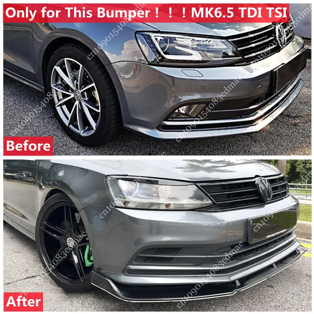 Front Bumper Splitter Lip 3pcs for Volkswagen Jetta MK6 SE TSI TDI Turbo Hybird Facelift 2014-2018 Tuning Body Kit Guard UV Coat