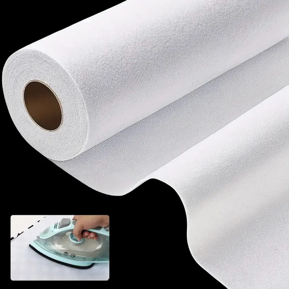 1 Roll, Iron-On Fusible Fleece Interfacing For Sewing Crafting Quilting 12inch×5yd Non-Woven Iron On Fusible Batting One Sided