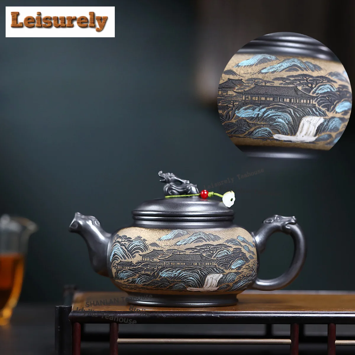 

410ml Retro Yixing Purple Clay Teapots Handmade Landscape Pot Raw Ore Stone Yellow Mud Kettle With Infuser Chinese Zisha Tea Set