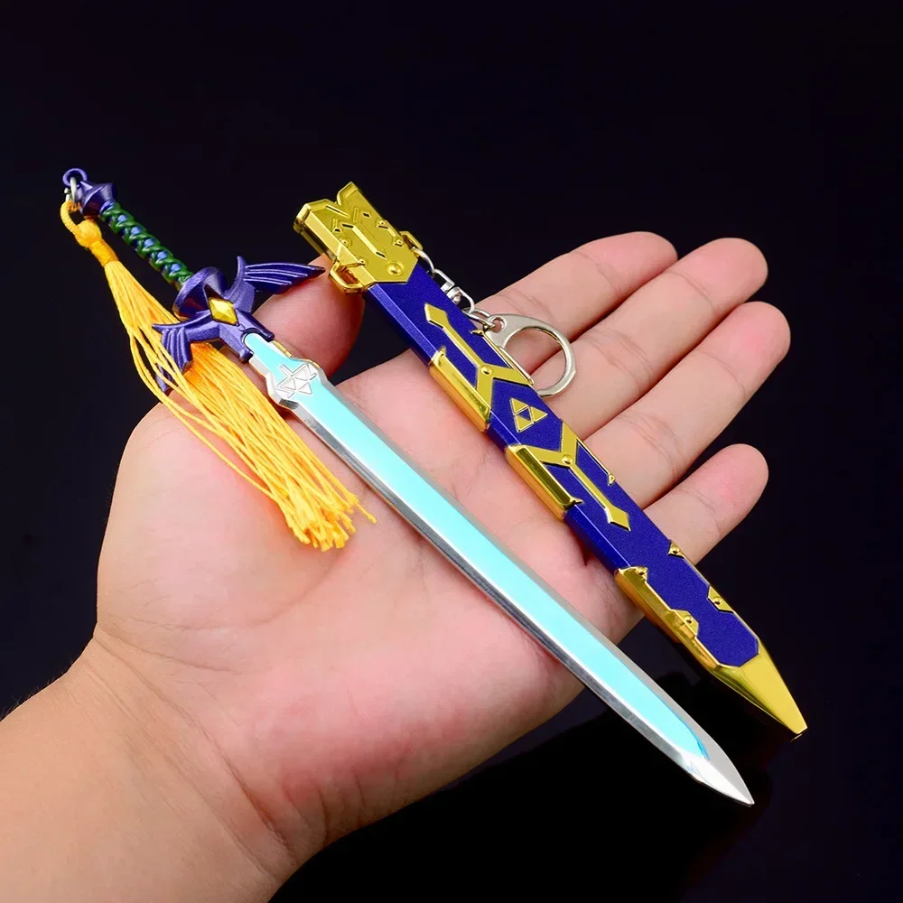 The Hyrule Fantasy Zelda Master Schwert Metall Waffe Modell Schwert 22cm Anhänger Zubehör Schlüsselanhänger Ornament Handwerk Geschenke Spielzeug Jungen