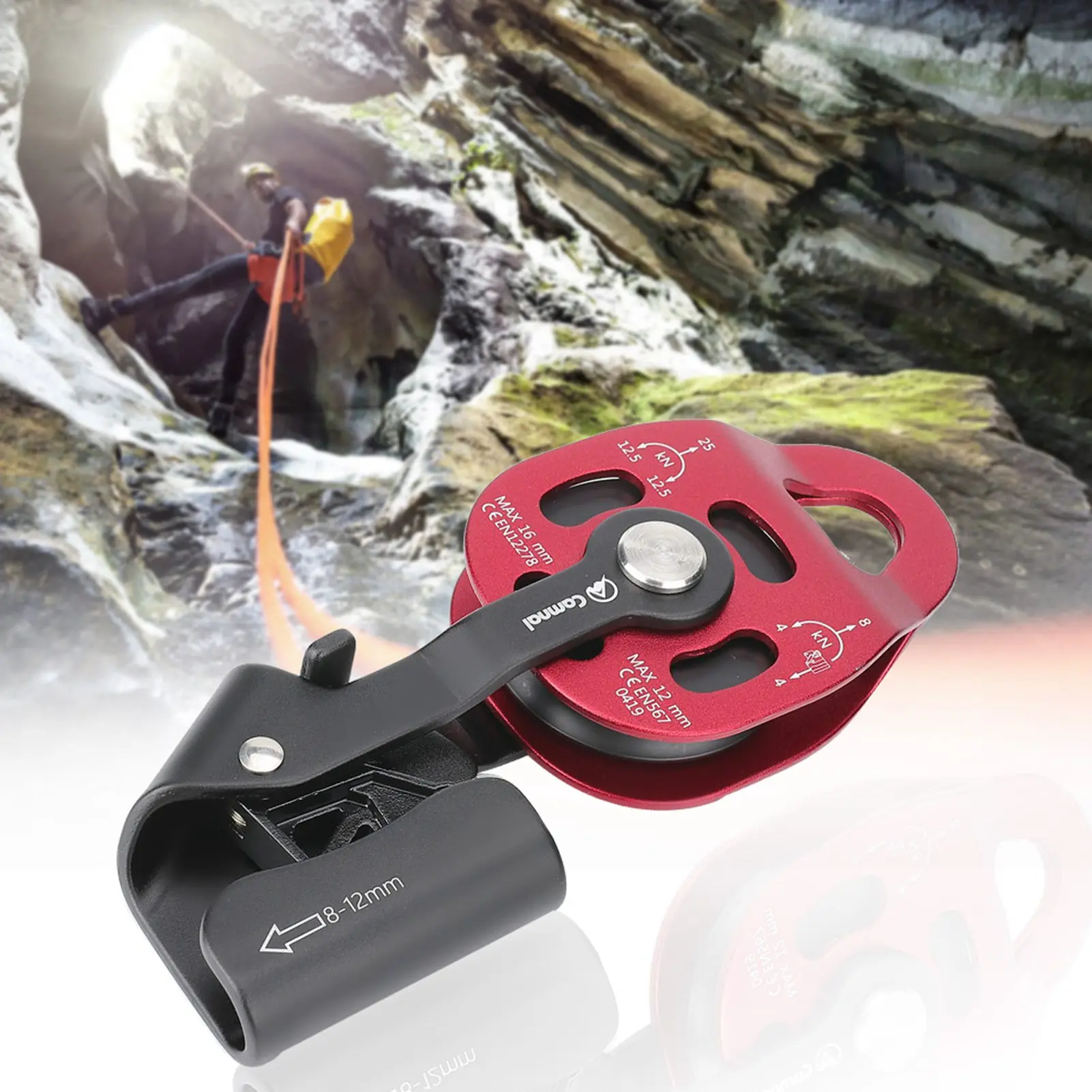 تسلق بكرة بكرة دوارة واحدة 4KN الألومنيوم الثقيلة واحدة قطب حبل بكرة كتلة ل 8-12 مللي متر حبل تسلق بكرة