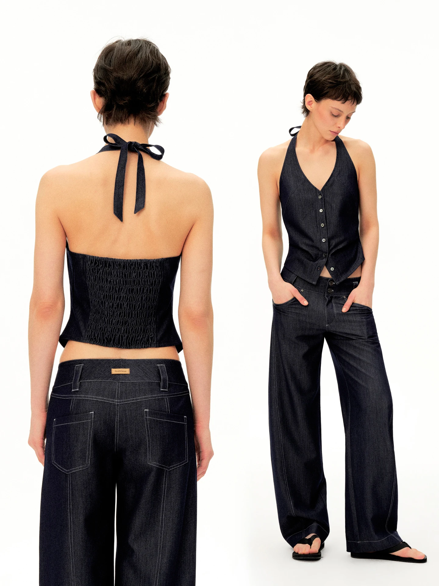 BGT 3D Tailored Ice Silk No Sleeve V-Neck Hanging Neck Strapless Vest Women's Slimming Breathable Summer Fashion Casual Top